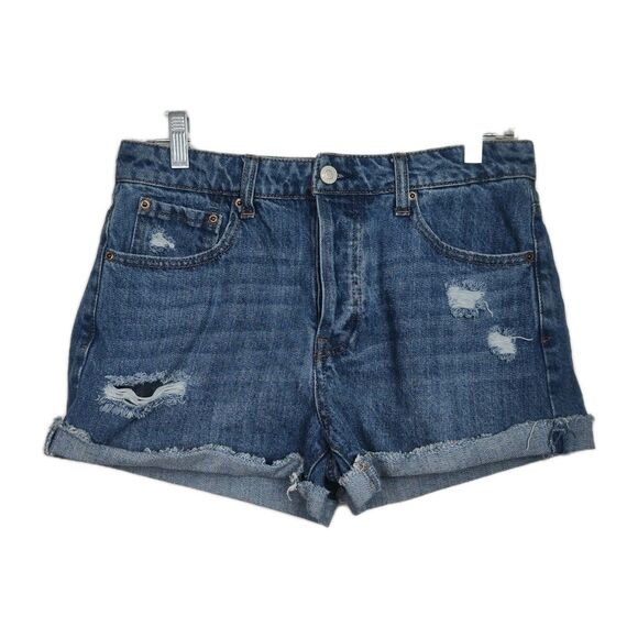Vanilla Star Cut-off Denim Shorts Women Sz5 W27 Blue Distressed Button Fly - Picture 1 of 8